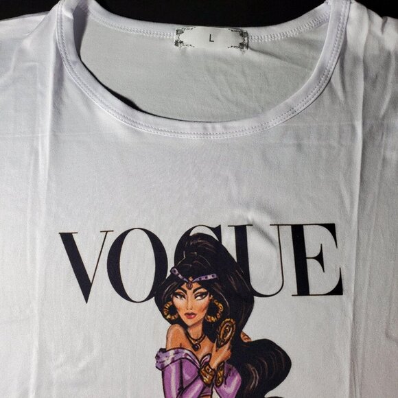 Jasmine Princess Knit Blouse Aladdin Short Sleeve Tee Shirt Graphic Top - Picture 3 of 9